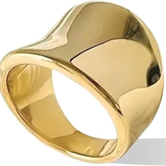 Chunky Rings Thick Rings for Women Men Statement Rings Jewelry - Gold - Picture 1 of 4